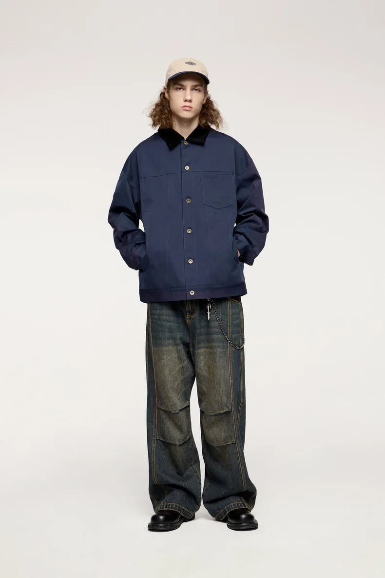Veste en jean de travail en velours côtelé extensible pour homme