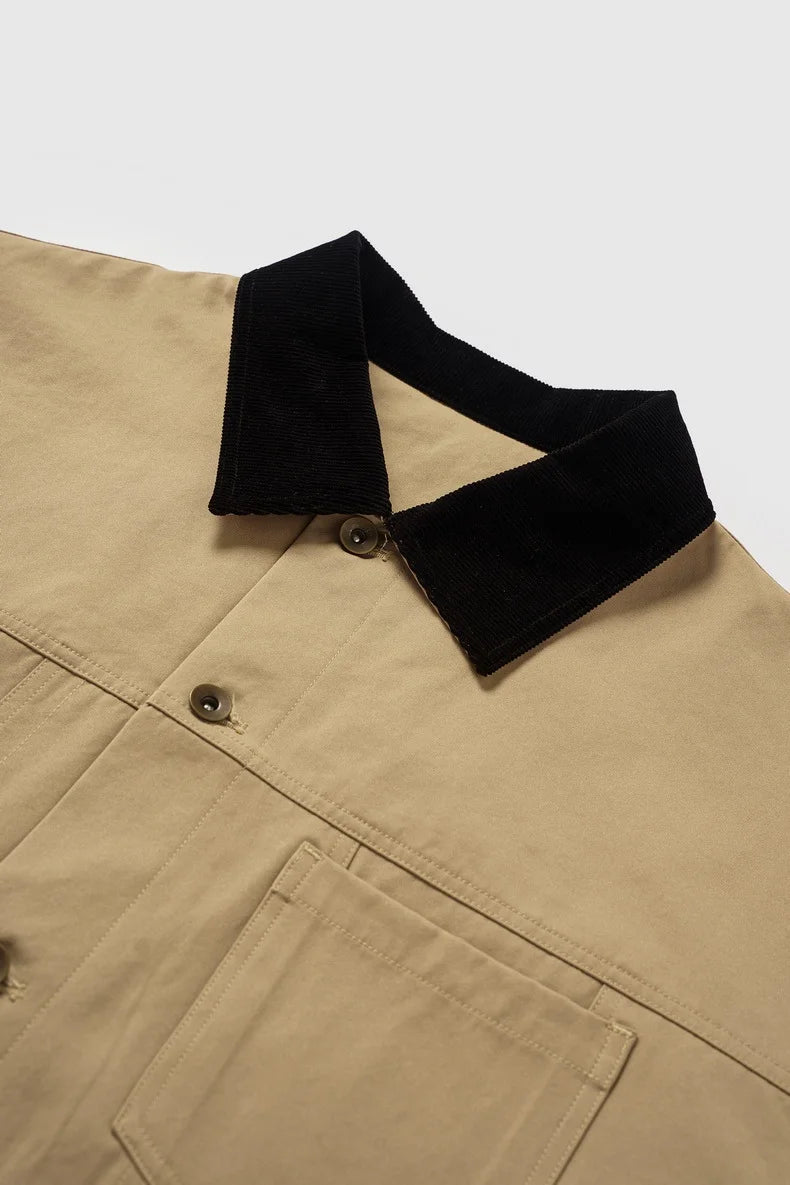 Veste en jean de travail en velours côtelé extensible pour homme