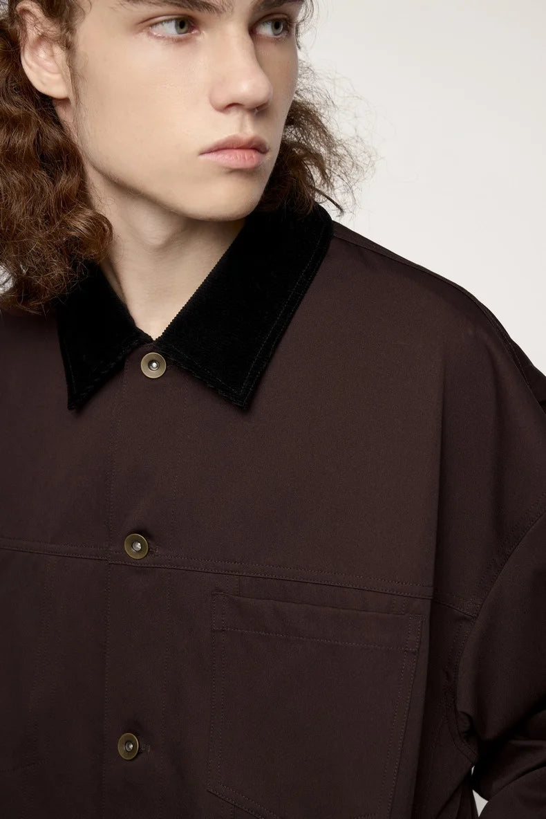 Veste en jean de travail en velours côtelé extensible pour homme