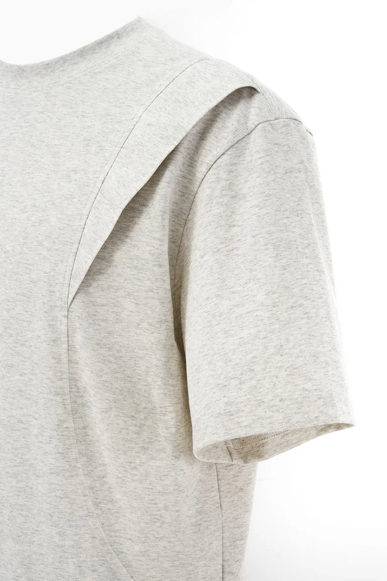 T-shirt épais "Déstructuré" 260G Été 26 — Manches courtes à empiècements style streetwear