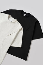 T-shirt épais "Déstructuré" 260G Été 26 — Manches courtes à empiècements style streetwear