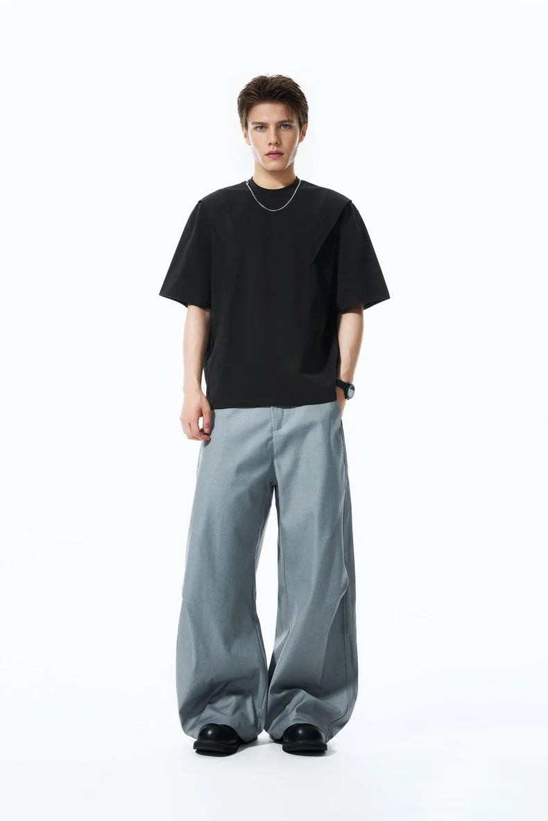T-shirt épais "Déstructuré" 260G Été 26 — Manches courtes à empiècements style streetwear