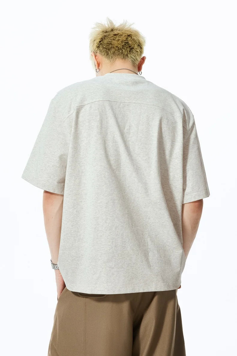 T-shirt épais "Déstructuré" 260G Été 26 — Manches courtes à empiècements style streetwear