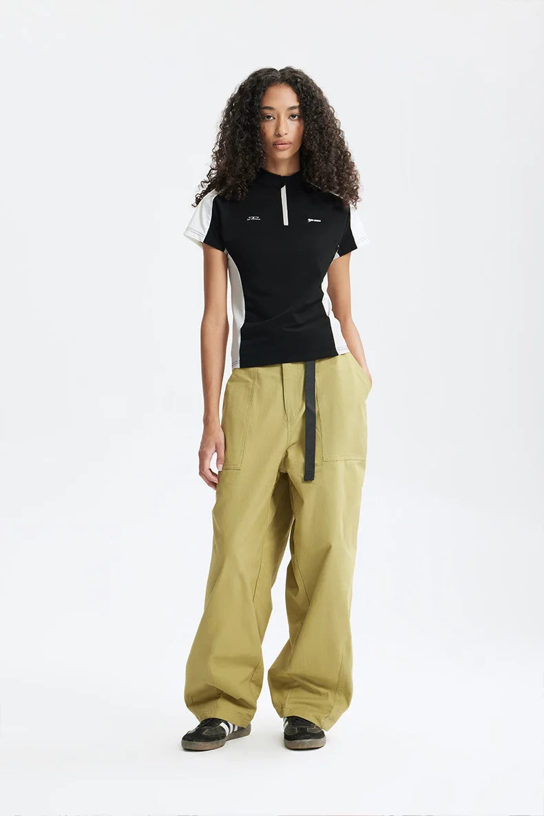 T-shirt zippé Aero-Cool pour femme Summer26 — Haut de cyclisme sculptant contrasté