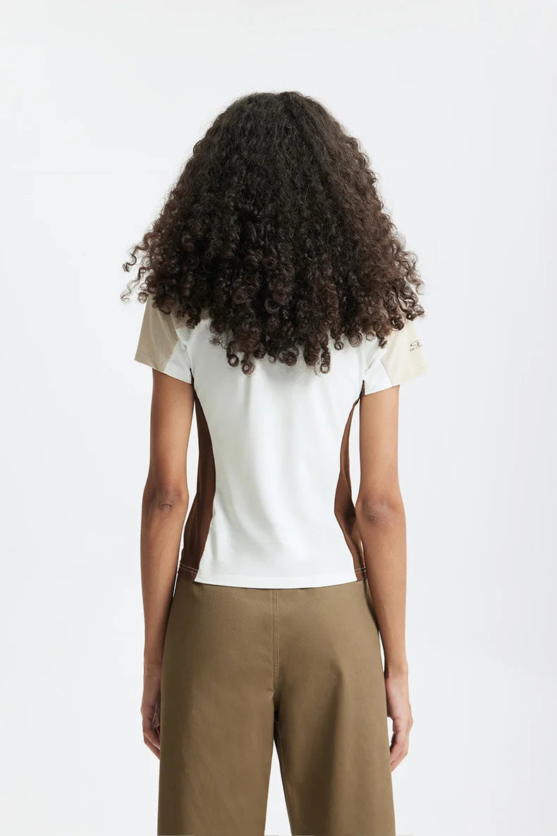 T-shirt zippé Aero-Cool pour femme Summer26 — Haut de cyclisme sculptant contrasté