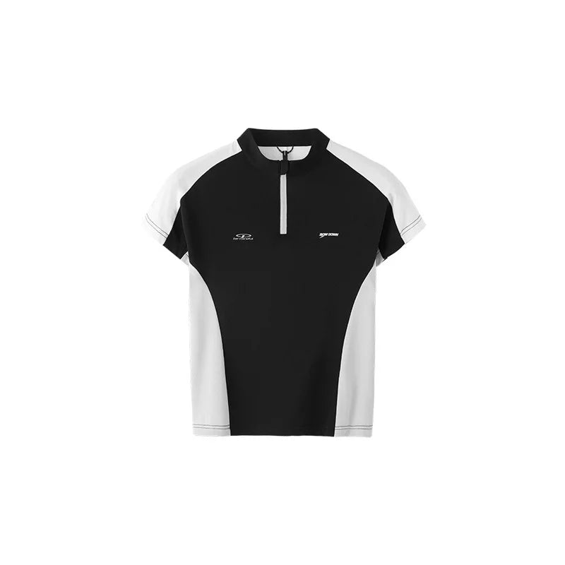 T-shirt zippé Aero-Cool pour femme Summer26 — Haut de cyclisme sculptant contrasté