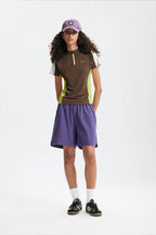 T-shirt zippé Aero-Cool pour femme Summer26 — Haut de cyclisme sculptant contrasté