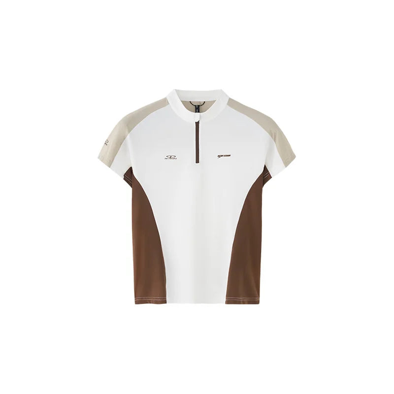 T-shirt zippé Aero-Cool pour femme Summer26 — Haut de cyclisme sculptant contrasté