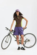 T-shirt zippé Aero-Cool pour femme Summer26 — Haut de cyclisme sculptant contrasté