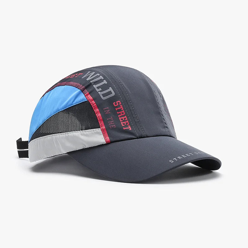 45-degree view of a  black Summer Breathable Mesh Letter Soft Crown Cap  