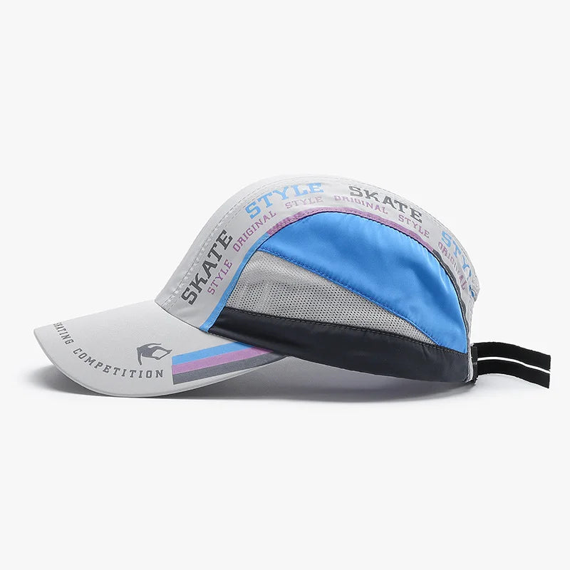 Side view of a light gray Summer Breathable Mesh Letter Soft Crown Cap