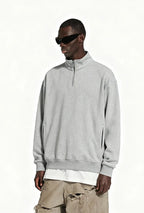 Sweat-shirt homme texturé à col montant et demi-zip