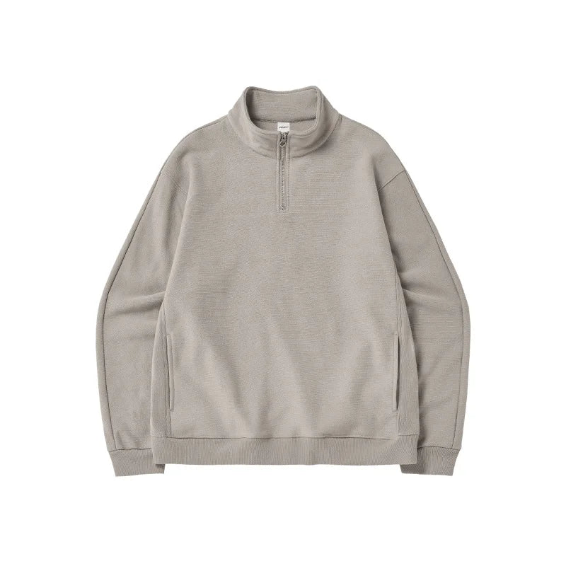 Sweat-shirt homme texturé à col montant et demi-zip