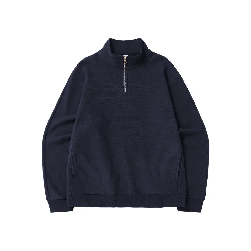 Sweat-shirt homme texturé à col montant et demi-zip