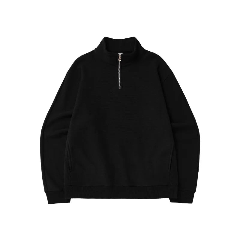 Sweat-shirt homme texturé à col montant et demi-zip