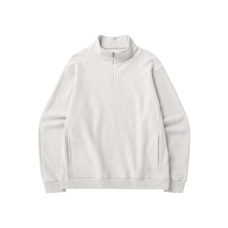 Sweat-shirt homme texturé à col montant et demi-zip