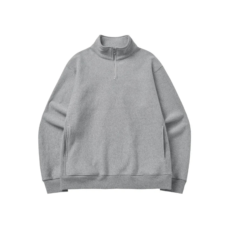 Sweat-shirt homme texturé à col montant et demi-zip