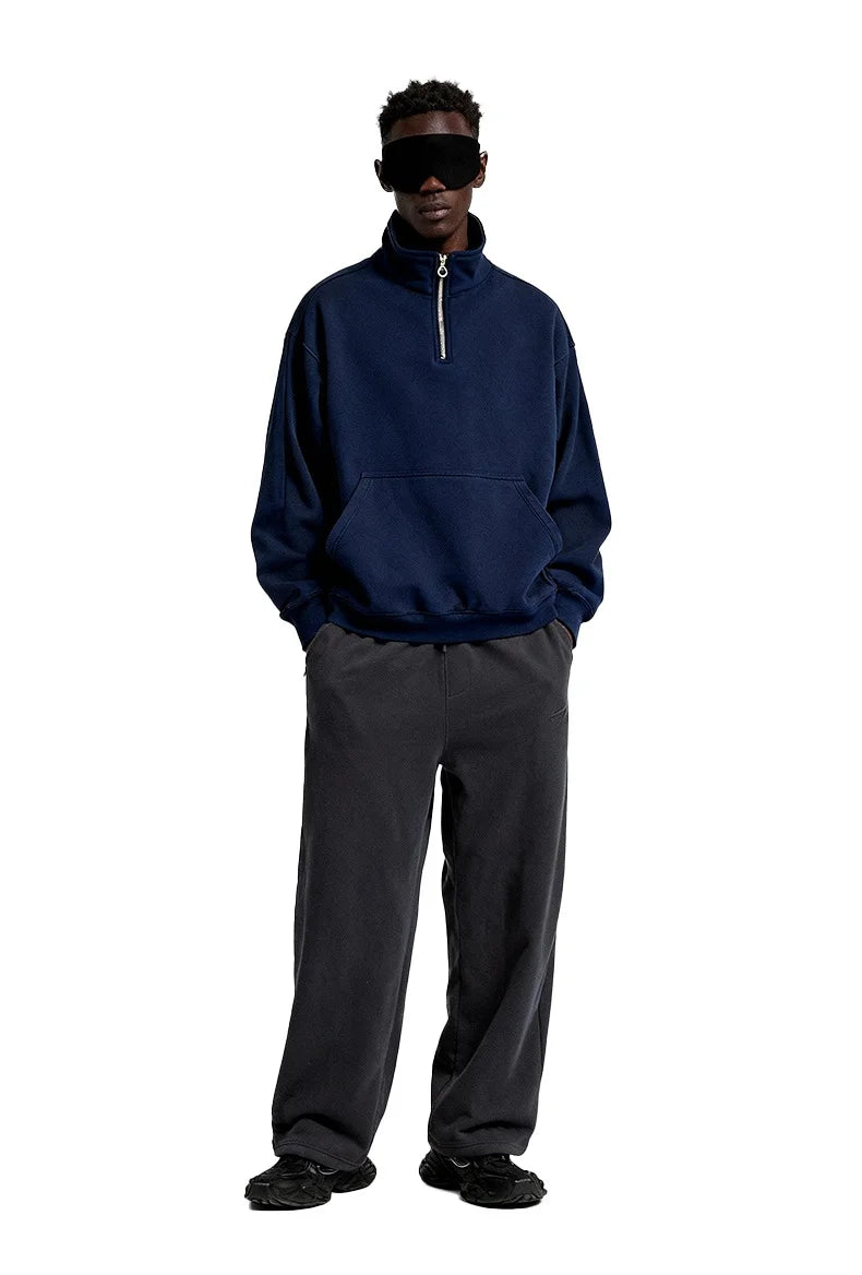 Sweat-shirt homme texturé à col montant et demi-zip