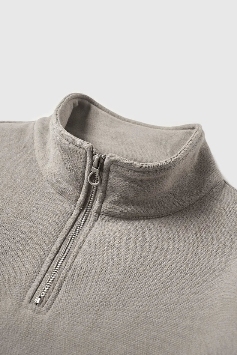 Sweat-shirt homme texturé à col montant et demi-zip