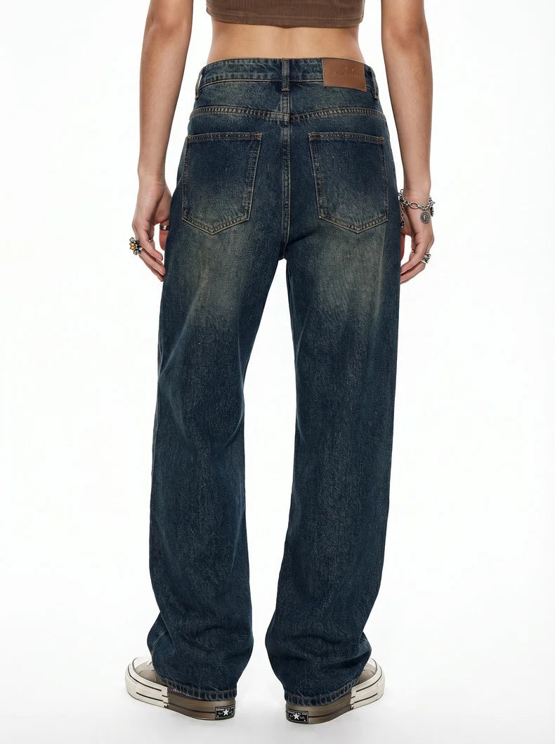 Jean en jean bleu foncé unisexe style vintage "High Street"