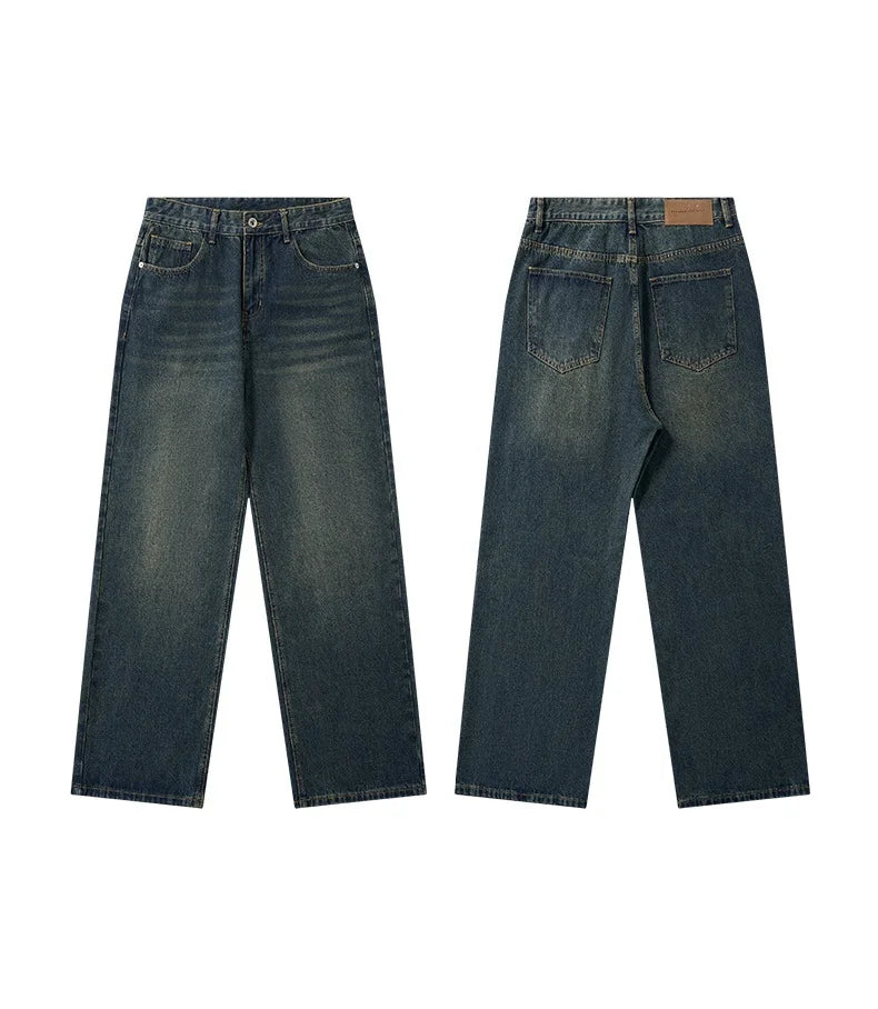 Jean en jean bleu foncé unisexe style vintage "High Street"