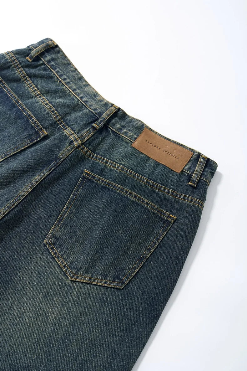Jean en jean bleu foncé unisexe style vintage "High Street"