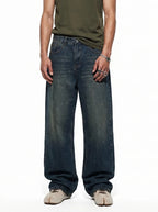 Jean en jean bleu foncé unisexe style vintage "High Street"