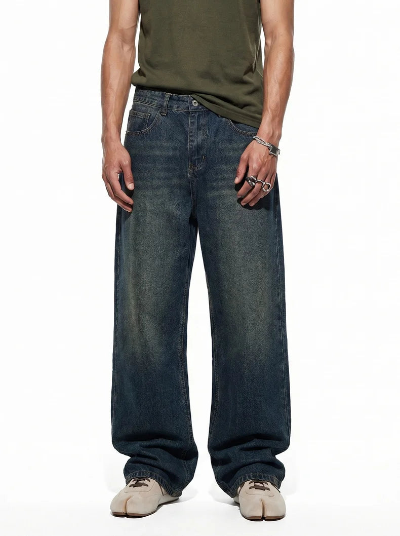 Jean en jean bleu foncé unisexe style vintage "High Street"