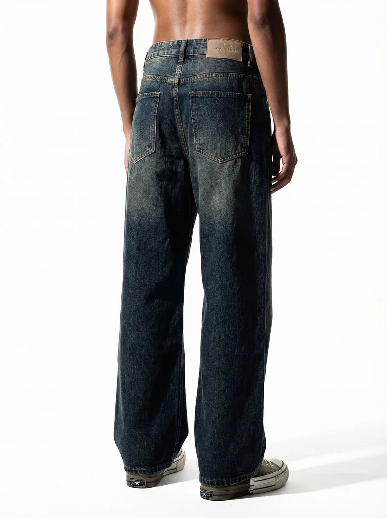 Jean en jean bleu foncé unisexe style vintage "High Street"