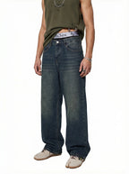 Jean en jean bleu foncé unisexe style vintage "High Street"