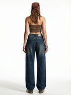 Jean en jean bleu foncé unisexe style vintage "High Street"
