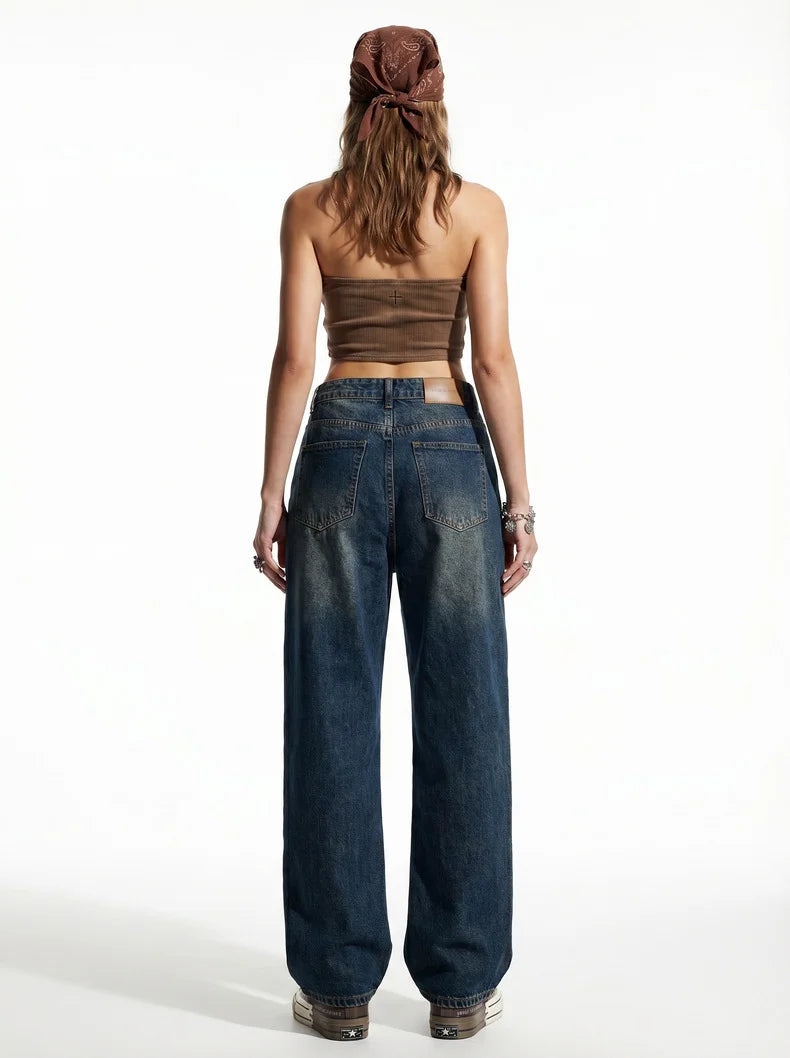 Jean en jean bleu foncé unisexe style vintage "High Street"