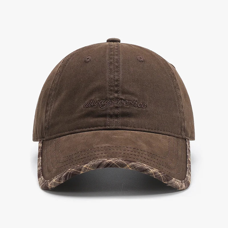 Vintage Plaid Pattern Letter Embroidery Baseball Cap
