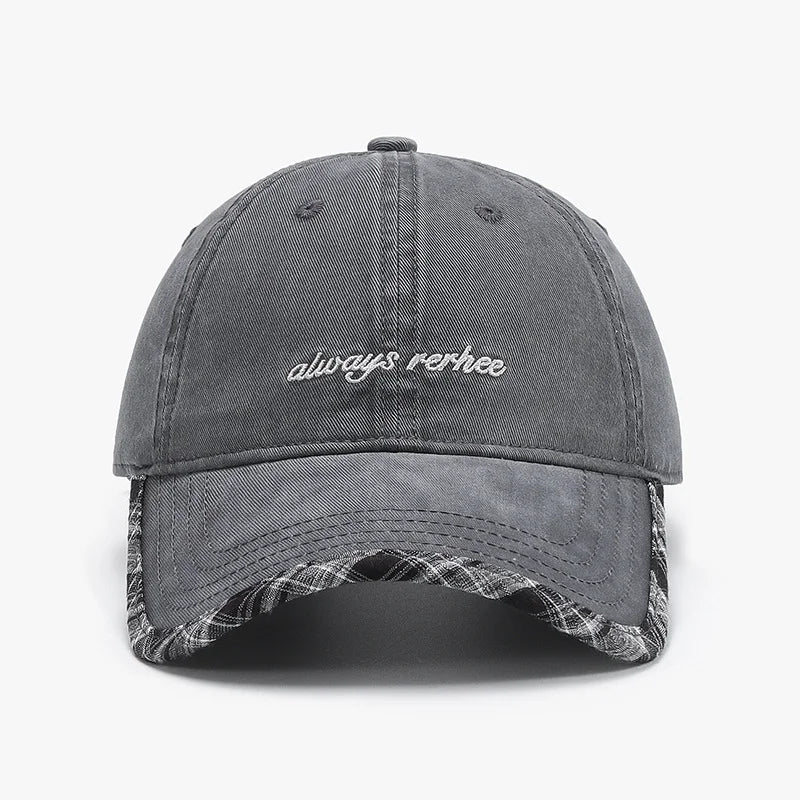 Vintage Plaid Pattern Letter Embroidery Baseball Cap