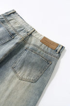 Pantalon en jean vintage délavé à jambes incurvées
