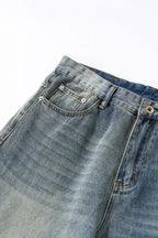 Pantalon en jean vintage délavé à jambes incurvées