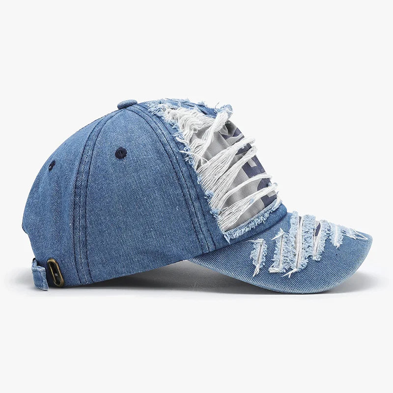 Casquette de baseball brodée à lettres délavée et vieillie