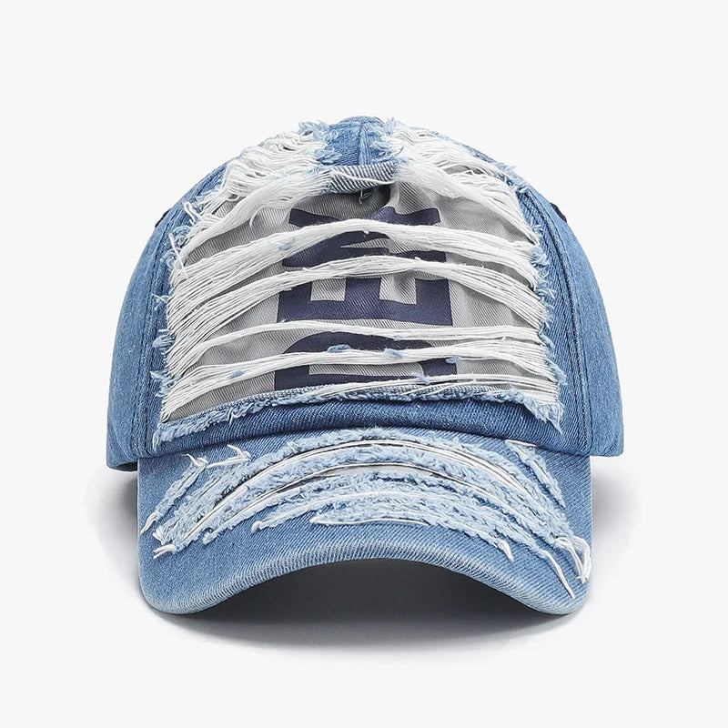Casquette de baseball brodée à lettres délavée et vieillie