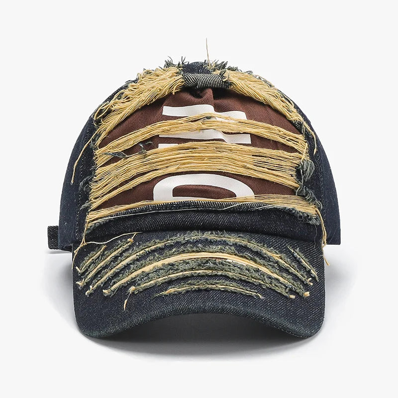Casquette de baseball brodée à lettres délavée et vieillie
