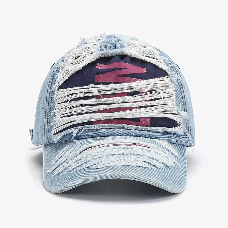 VintageWashedDistressedLetterEmbroideryBaseballCap