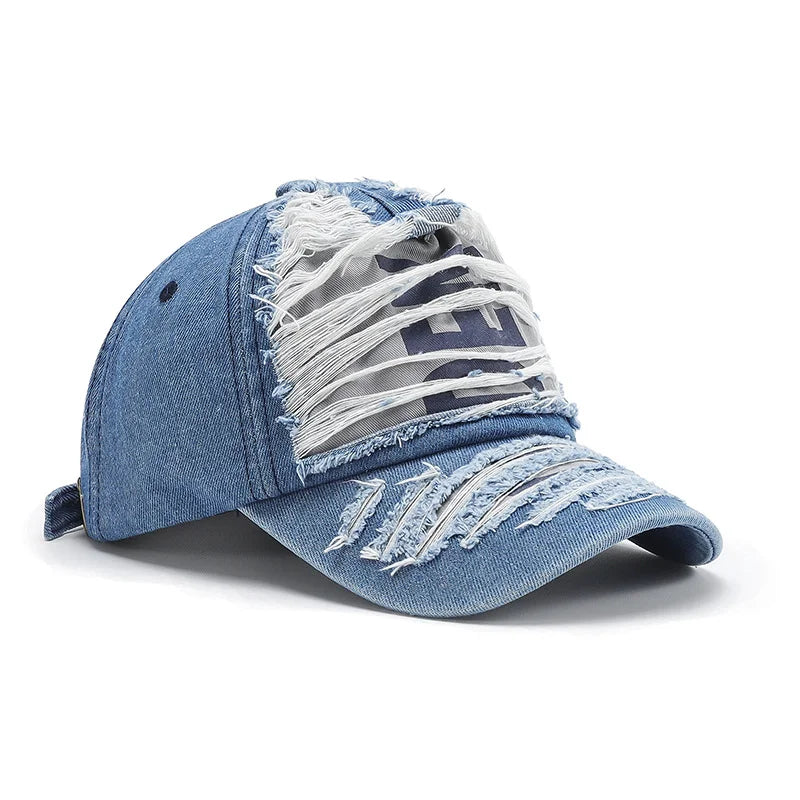 Casquette de baseball brodée à lettres délavée et vieillie