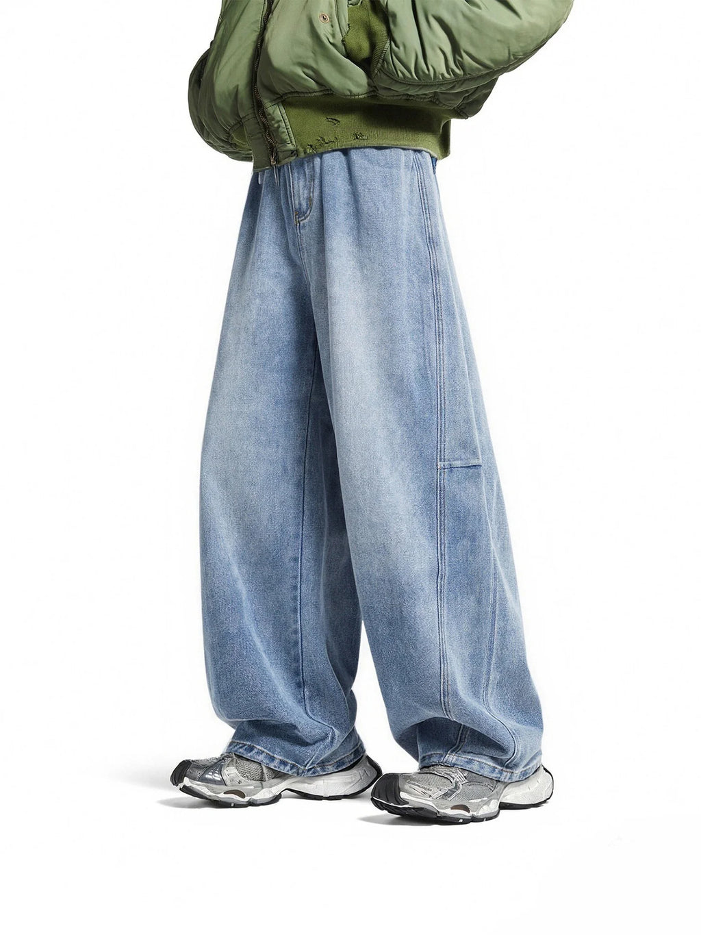 Unisex Vintage Washed Wide-Leg Workwear Denim Pants