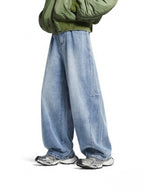 Unisex Vintage Washed Wide-Leg Workwear Denim Pants