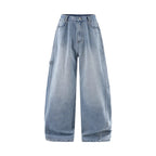 Unisex Vintage Washed Wide-Leg Workwear Denim Pants