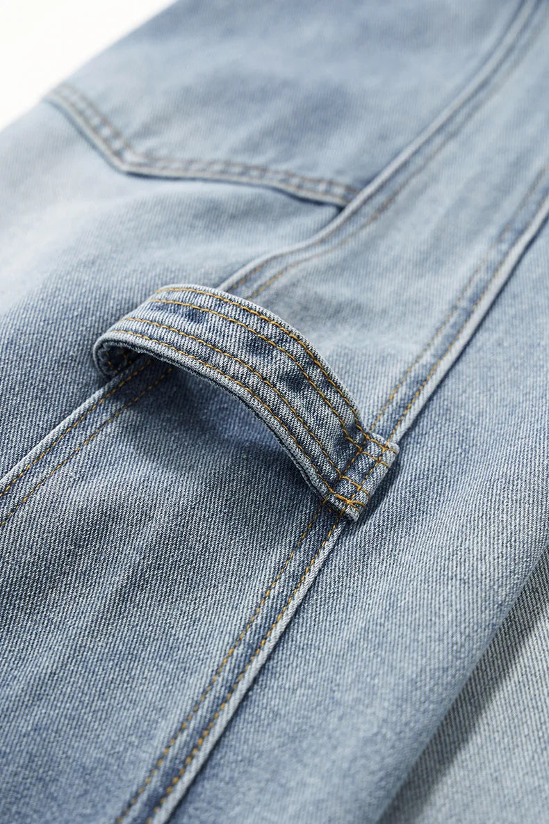 Unisex Vintage Washed Wide-Leg Workwear Denim Pants
