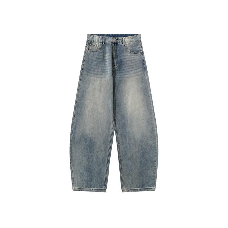 Vintage Washed Curved-Leg Denim Pants product image