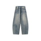 Vintage Washed Curved-Leg Denim Pants product image