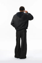 Veste à Capuche Ample en Cuir Lavé pour Homme