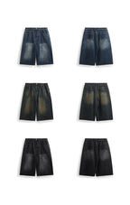 Jean unisexe en denim délavé, coupe courte et jambe large