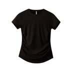 T-shirt rafraîchissant de luxe en Tencel pour femme — Détail froncé amincissant